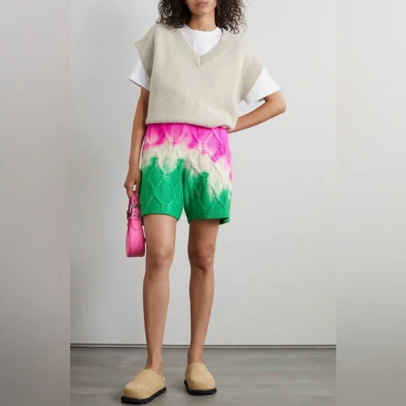 The Elder Statesman Cashmere Set Frank Cardigan and Dip Dye Chunky Cable Shorts - Picture 15 of 15